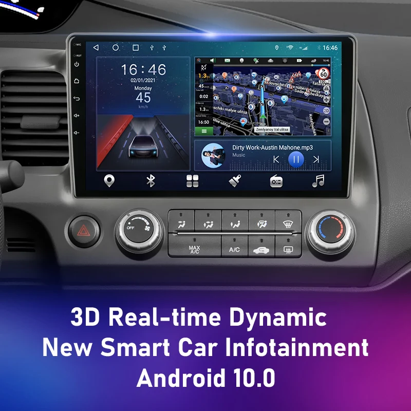 Автомагнитола на Android 10 0 с голосовым ИИ-интерфейсом для Honda Civic 8 2005-2012 радио