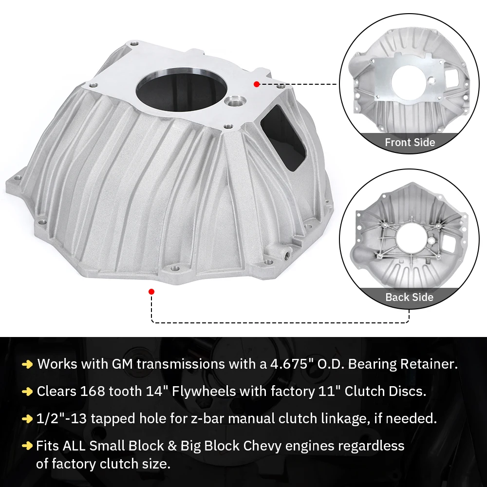 11-дюймовый алюминиевый комплект Bellhousing 3899621 С крышкой для проверки маховика Chevy
