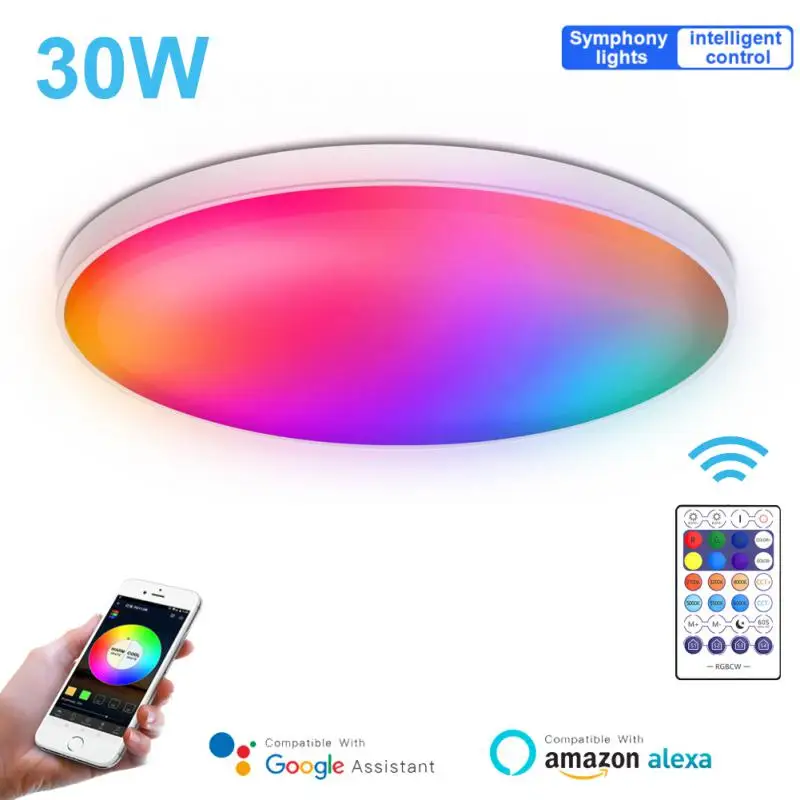 

30W WiFi Modern RGB LED Ceiling Light Home Lighting APP Bluetooth-compatible Bedroom Lamp Smart Ceiling Lamp With Remote Control