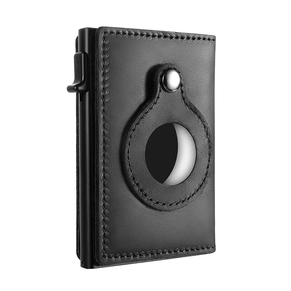 

YE TREE Metal Men Wallet with Airtag Rfid Credit Card Case Purse Pop Up Leather Card Holder Aluminum Smart Airtag Wallet for Man