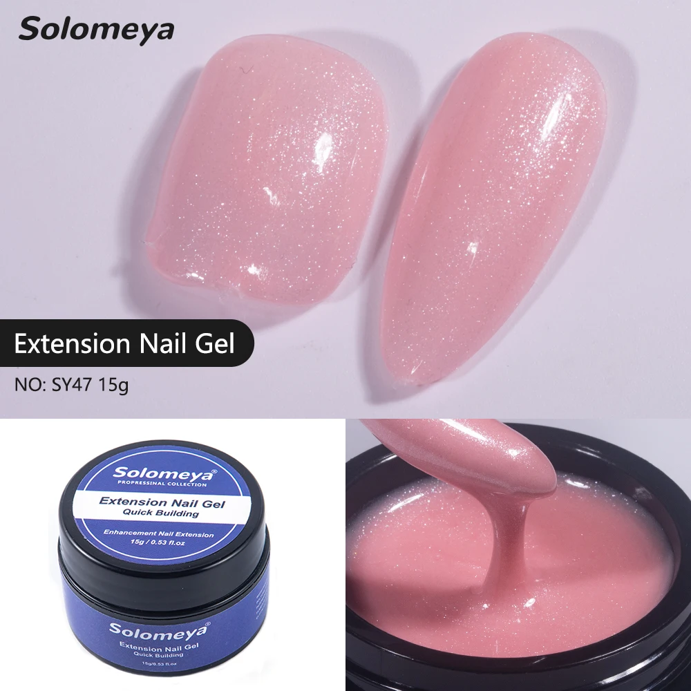 

Solomeya Shiny Pink Nail Extension Gel Varnish 15g Semi-permanent Self Leveling Nail Gel False DIY Design Quick Building Gellak
