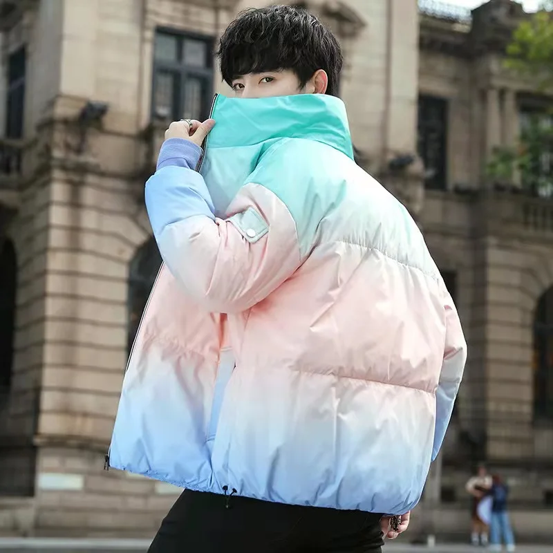Autumn Jacket Men gradient down jacket Jacket Korean Fashion Streetwear Casual Jacket Men Fashion Clothing Stand Collar Coats