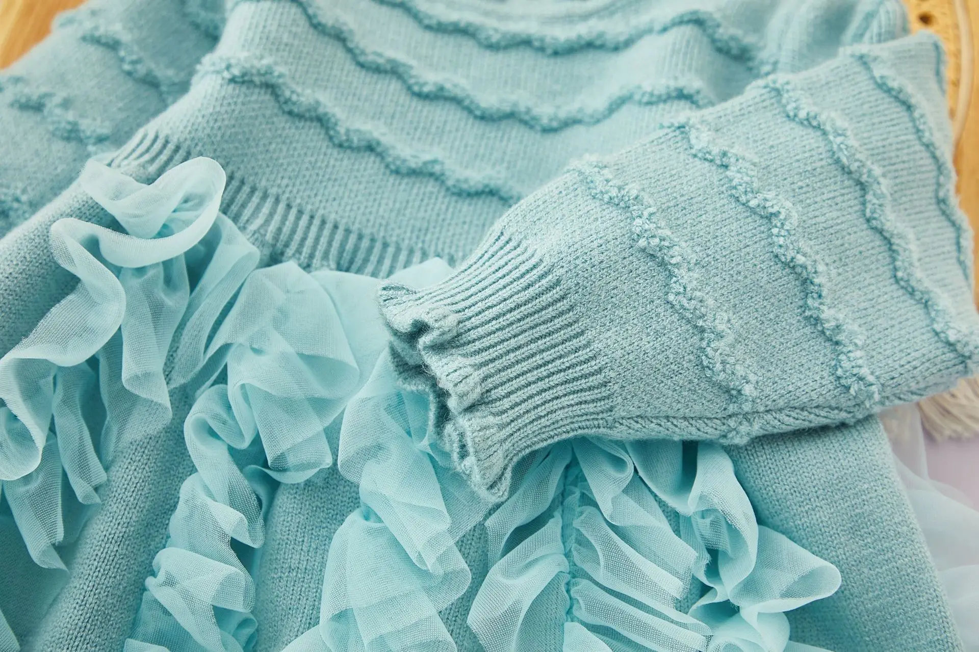 Зима 2024 платье для девочек синие милые платья дня рождения с длинными рукавами и