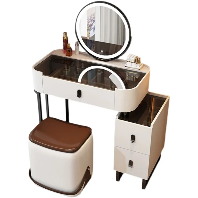 Зеркало круглый туалетный столик скандинавский табурет женский роскошный ящик