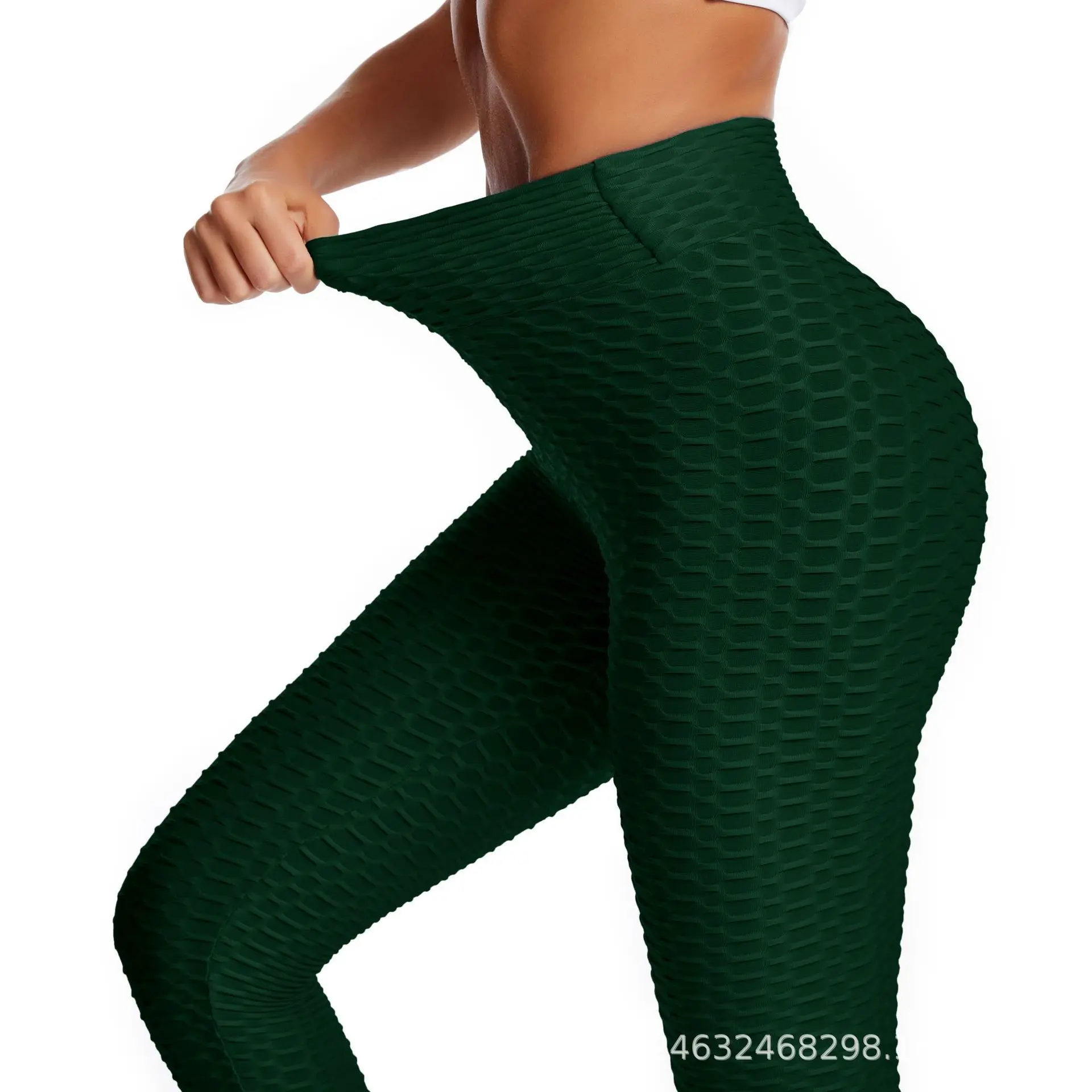

High waist Peach Hip jacquard bubble leggings Stretch skinny yoga pants women