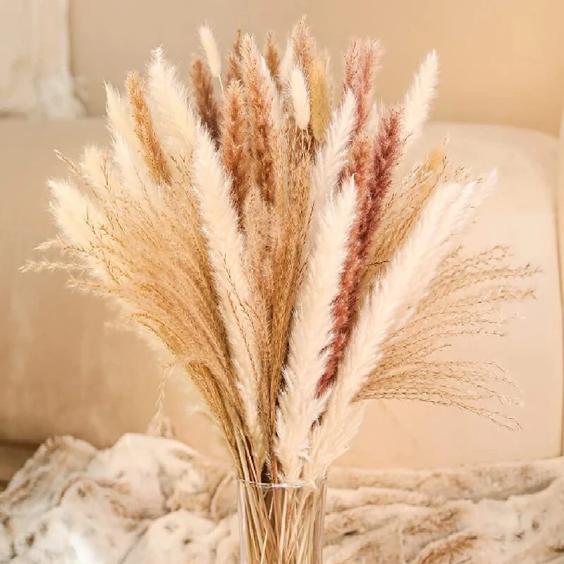 

20pcs Natural Reed Dried Flowers Bouquet Pampas Grass Artificial Flowers Wedding Decoration Fleurs Sechees Christmas Home Decor
