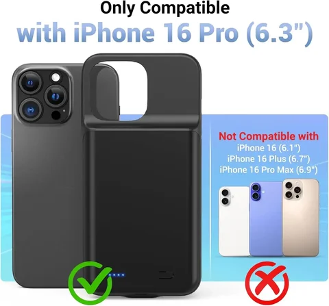 Для iPhone 16 Pro Max/16 Pro/16E/16 Plus умный чехол для зарядного устройства аккумулятор Power Bank внешняя крышка для зарядки bateria
