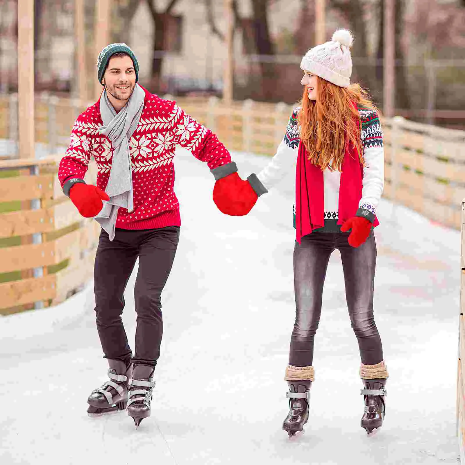 3 шт. флисовые перчатки для женщин зимние варежки рождественские красные милые