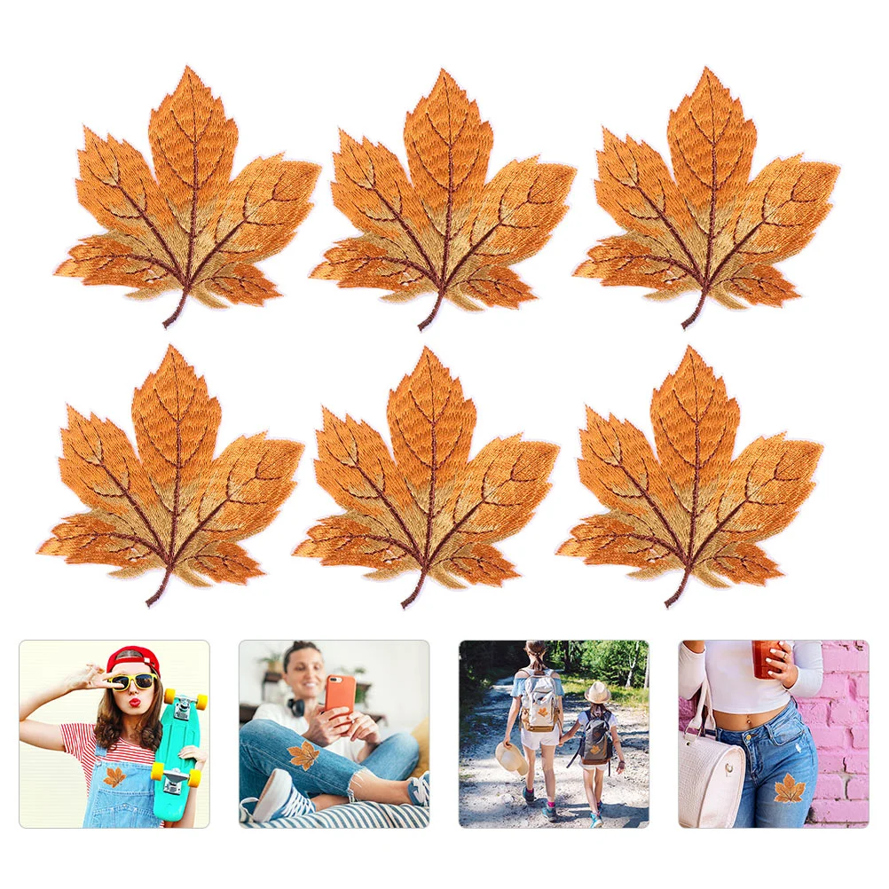 6 шт. аксессуары кленовый Фотофон детская рукоделие Осенняя аппликация вышитая