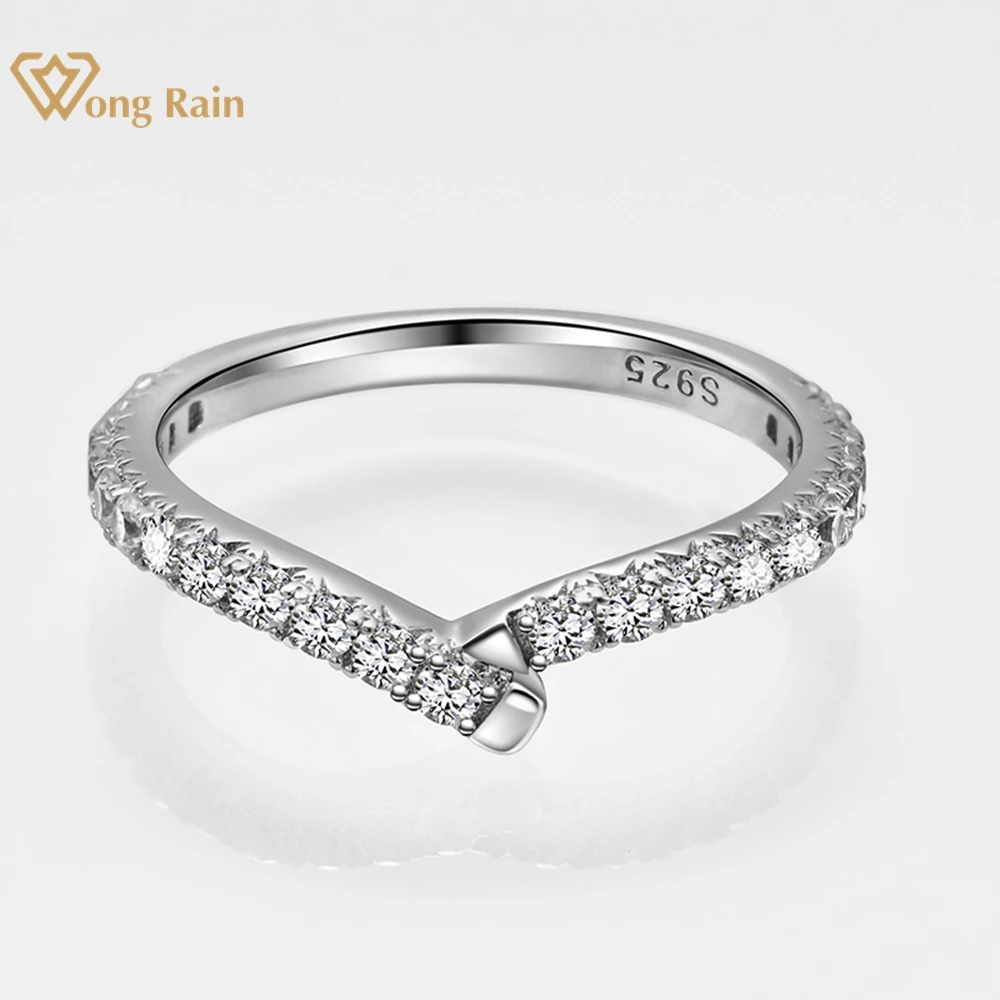 

Wong Rain 925 Sterling Silver Round VVS White Sapphire Created Moissanite Row Diamond Wedding Ring Fine Jewelry Drop Shipping