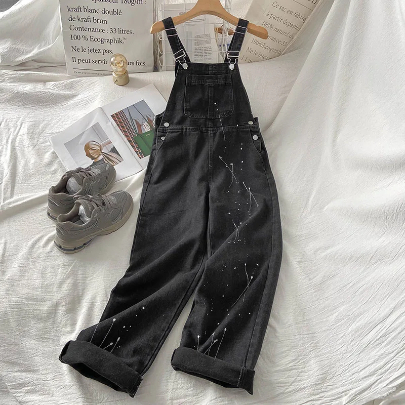 

Fashion Denim Overalls Straps Jeans Women Spring Autumn Straight Loose Female Jumpsuit Oversize Denim Pants 2022 New Streetwear