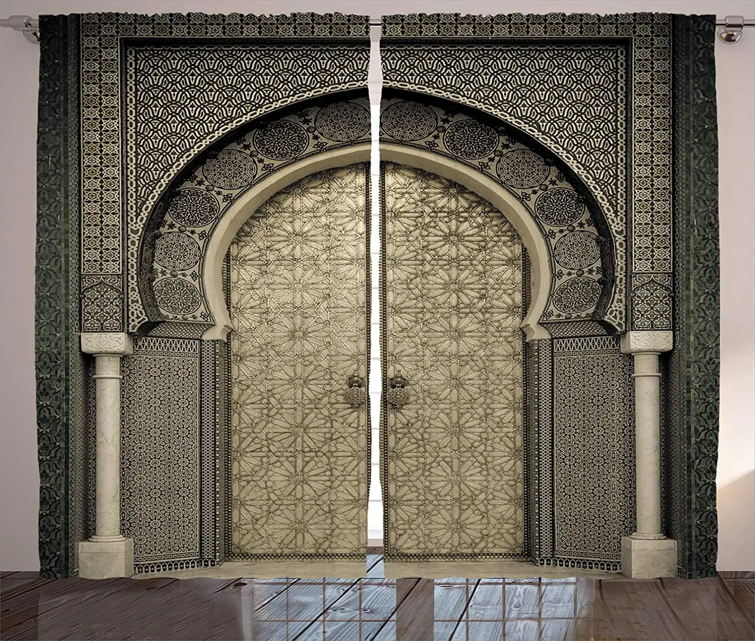 

Cortinas marroquí para puerta envejecida, diseño geométrico para entrada, estilo Oriental arquitectónico, decoración para sala