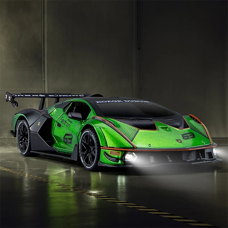 

1:24 Lambos Essenza SCV12 Alloy Sports Car Model Diecast Sound Super Racing Lifting Tail Hot Car Wheel For Children Gifts