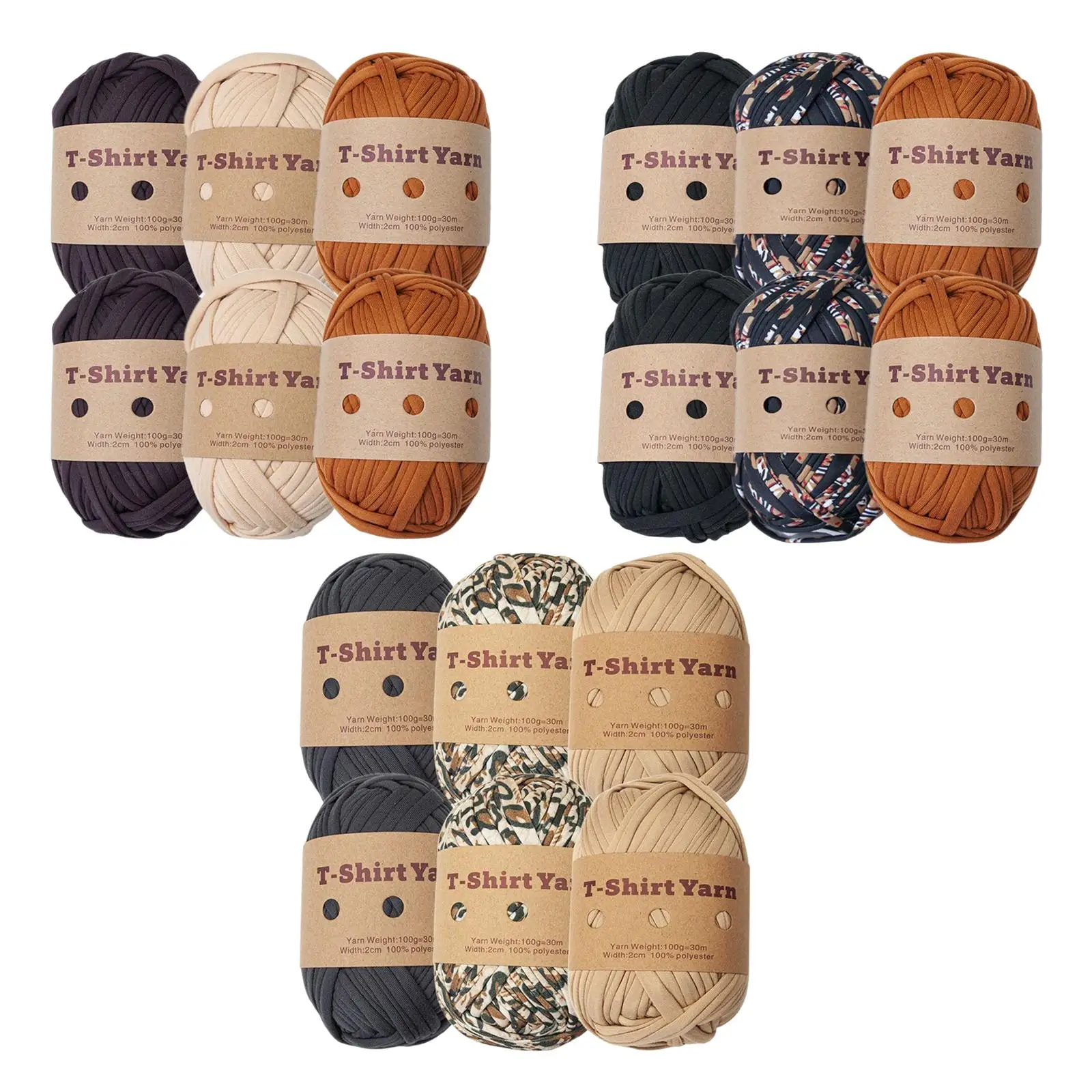 

Knitting Yarn Set T-shirt Yarn 196 Yards Total Length 6 Pack Fabric Cloth Yarn for Crochet Throw Blanket Cushion Craft Macrame