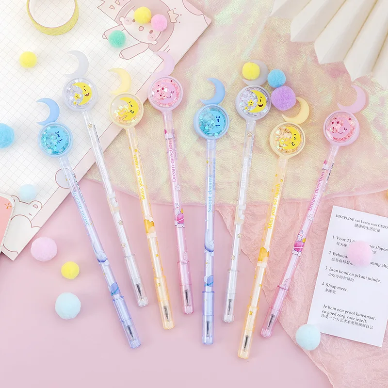 

1Pcs Cute Moon Sequins Neuter Pen Treat Kids Birthday Baby Shower Party Favors Wedding Bridesmaid Guest Gift Giveaway Kawaii