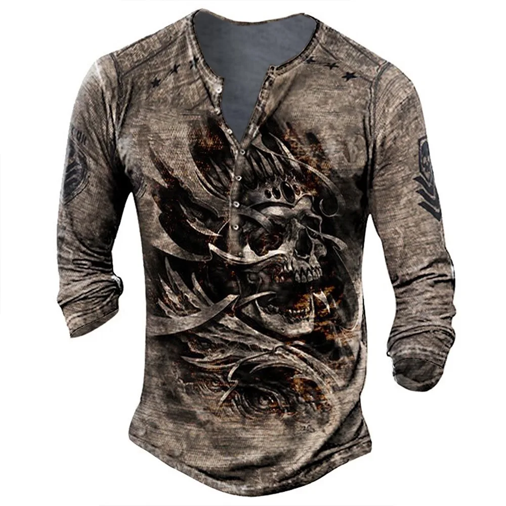 

Футболка мужская с длинным рукавом, стильная свободная повседневная одежда в стиле Харадзюку, с рисунком черепа, осень-весна