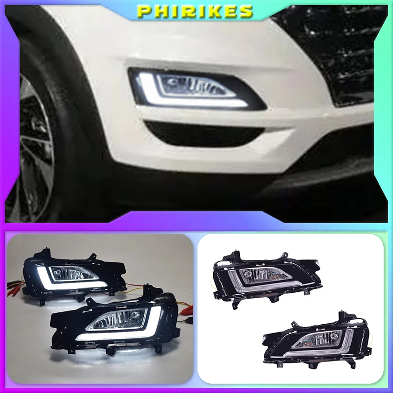 

1 Pair 12V LED Daytime Running Light Daylight For Hyundai Tucson 2019 Fog Lamp Cover Auto Accessories