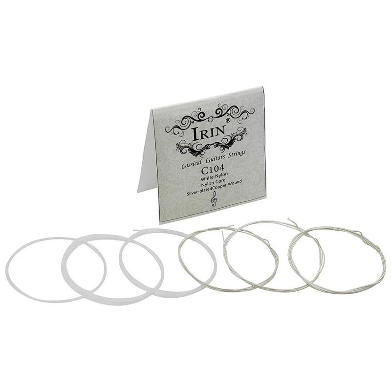 

IRIN C104 Classical Guitar String White Nylon Silver-Plated Copper Wound 1St-6Th(.028-.043)
