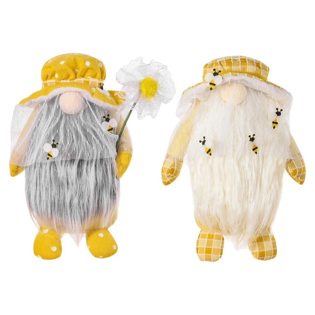 

2Pcs Adorable Bee Festival Gnome Bee Gnome Doll Ornament Party Scene Adornment