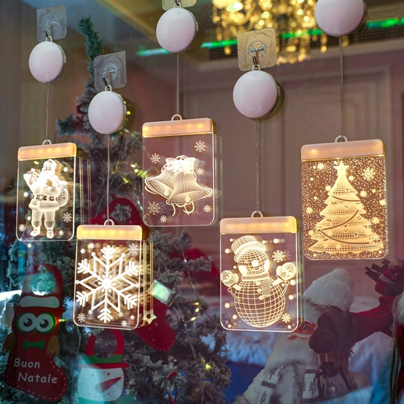 

Новый рождественский светильник s Happy праздничное украшение в форме присоски подвесной светильник на окно неоновый светильник домашний декор