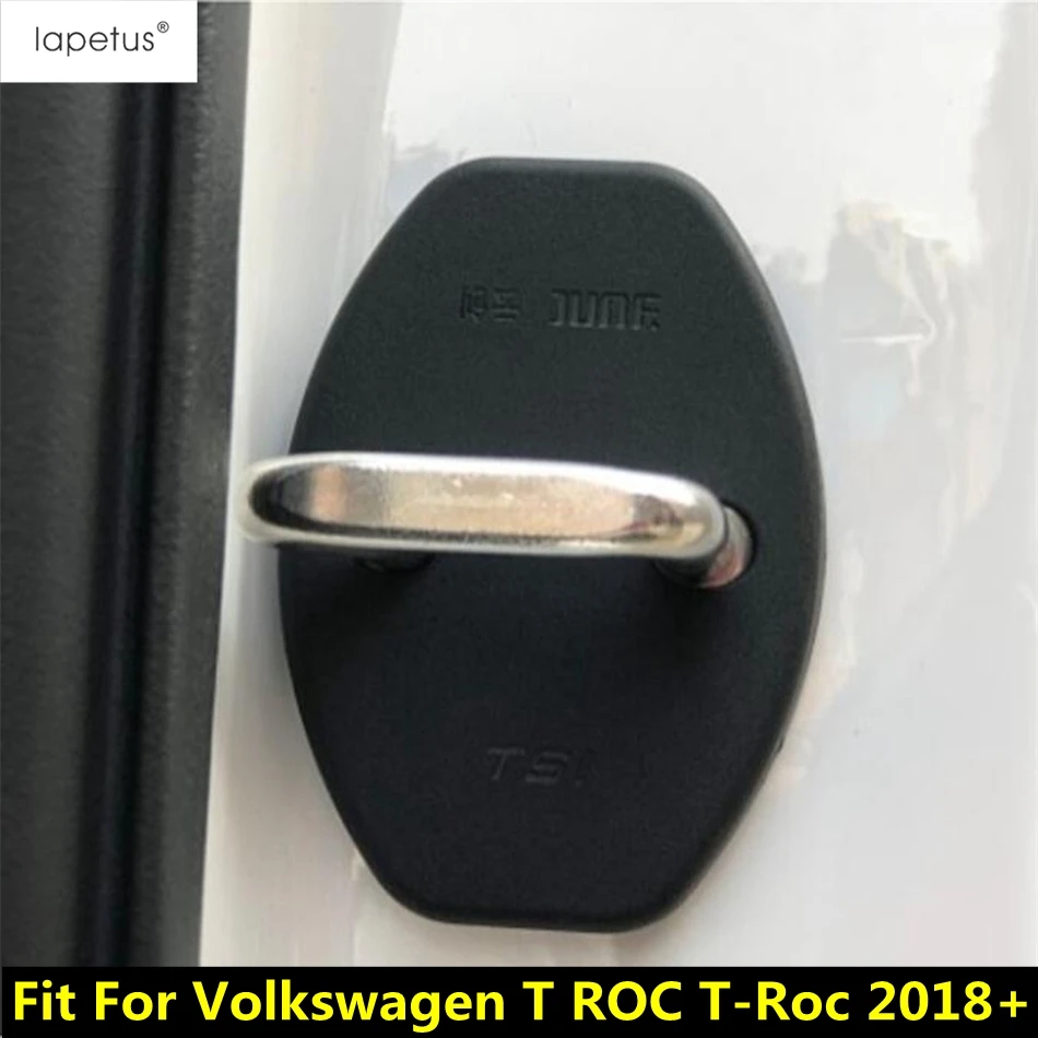 

4 шт., защитная Пряжка для ключа двери автомобиля VW Volkswagen T-Roc T Roc 2018-2023, черные пластиковые аксессуары для интерьера