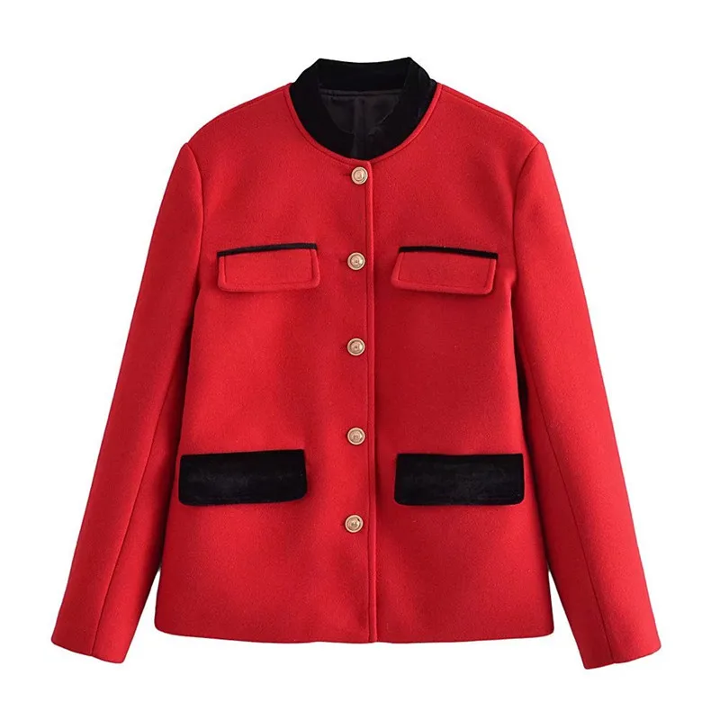 

In The Spring Of 2022, A New Pure Color Silk Stitched Single Breasted Pocket Stand Collar Wool Suit Coat Is Popular In Europe