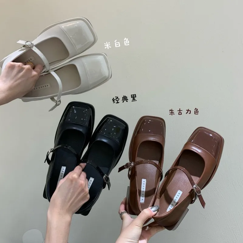 

Повседневная женская обувь с закрытым носком, модная женская обувь с квадратным носком, Новинка лета 2022, платье на каблуке, шнуровка, резино...