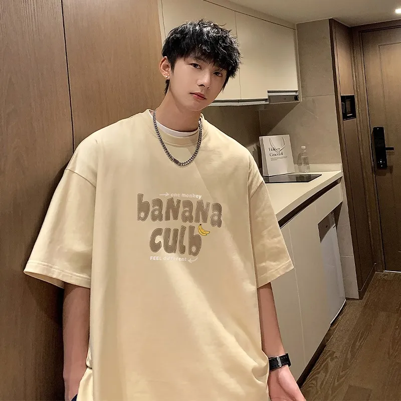 

Banana Club T-shirts Men Loose Tie Dye Half Sleeve 2023 Trendy O-neck Tshirts Summer Oversize Leisure Harajuku
