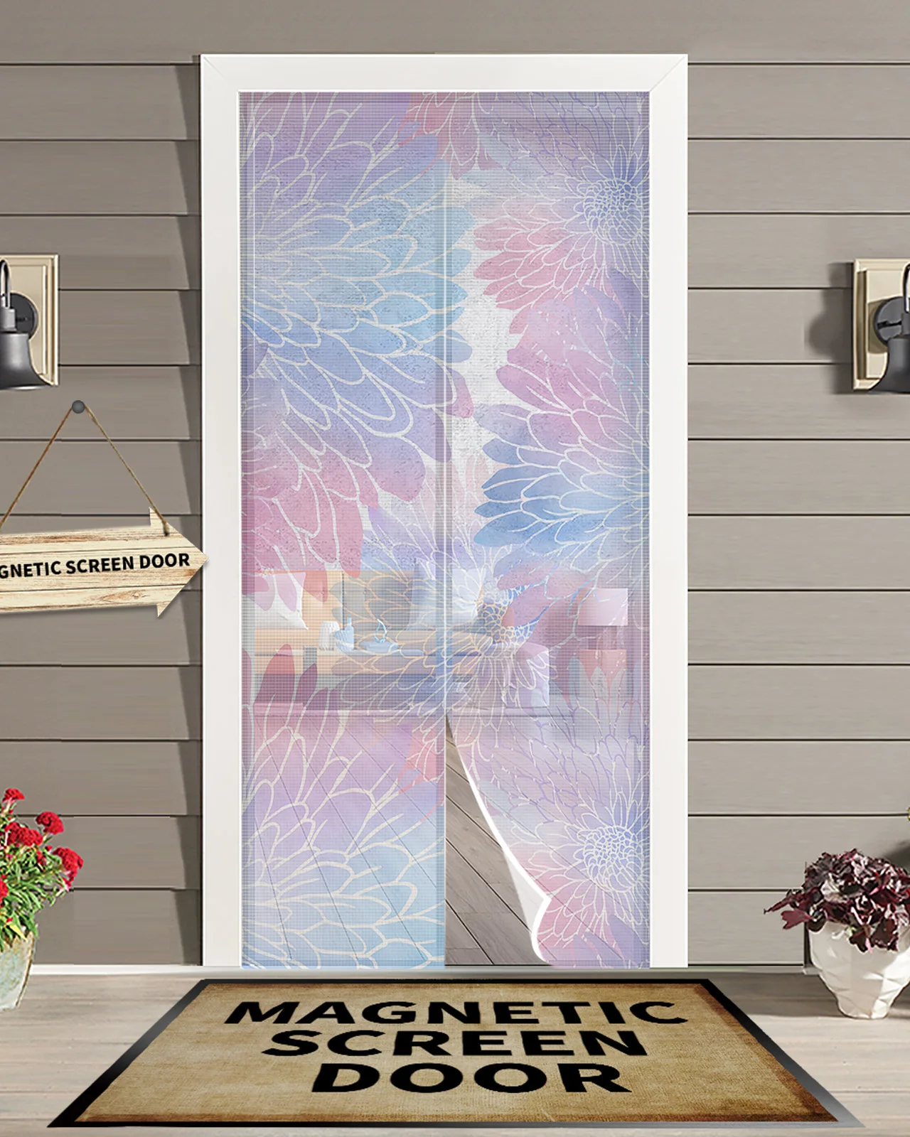 

Marble Dahlia Dahlia Gradient Door Curtain Mosquito-proof Bedroom Magnetic Hanging Curtains Window Screen Gauze Door Curtain