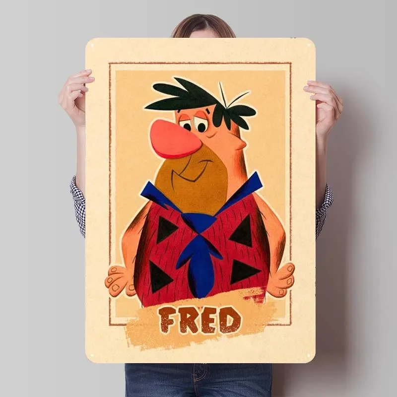 Фред флинстон мультяшный металлический постер украшение для спальни винтажный