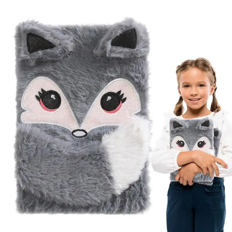 

Cartoon Cute Rabbit Foxes Notebook Plush Hand Book Diary Book For Kids Student School Sketchbook Stationery Gift