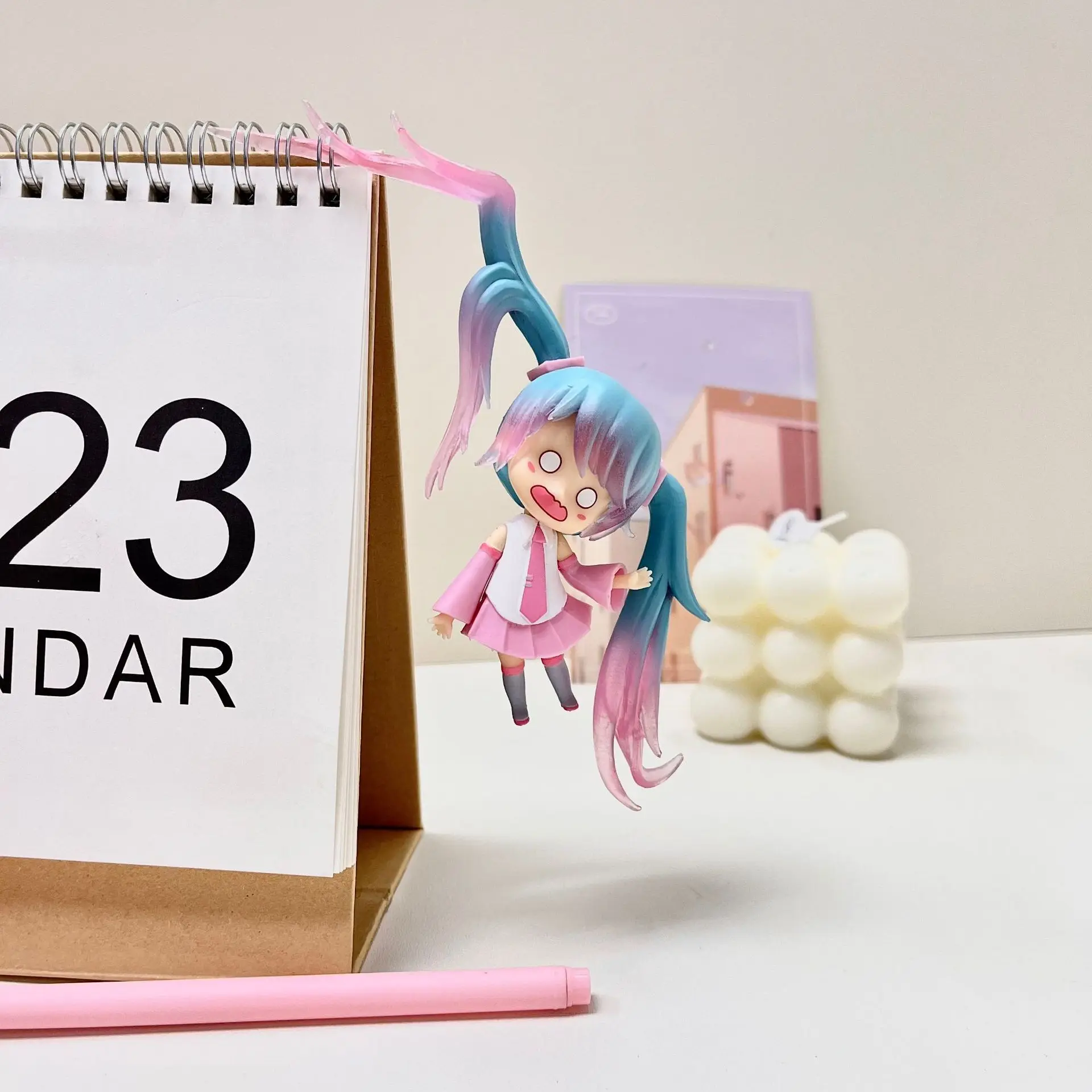 New Anime Action Figure Miku Model Pink Sakura kawaiii Q Version Doll Keychain Bag Pendant Prop Collectible Toys Cake Decor