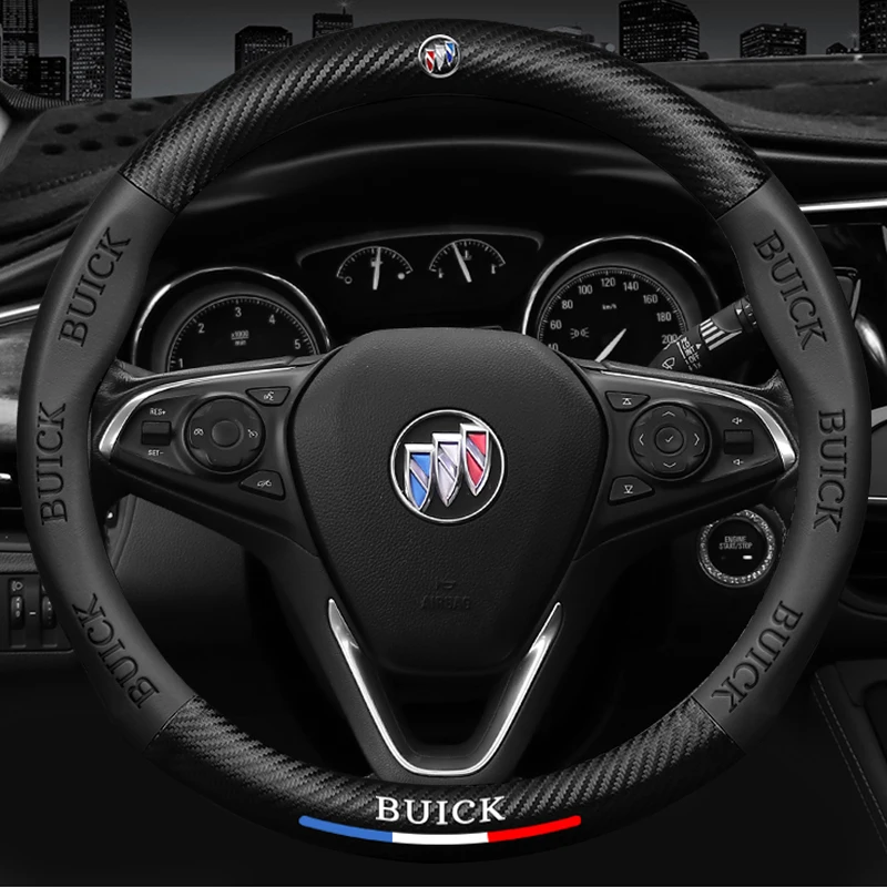 

37-38CM Carbon Fiber Leather Car Steering Wheel Cover for Buick Excelle Verano Regal Lacrosse Encore GC Auto Parts