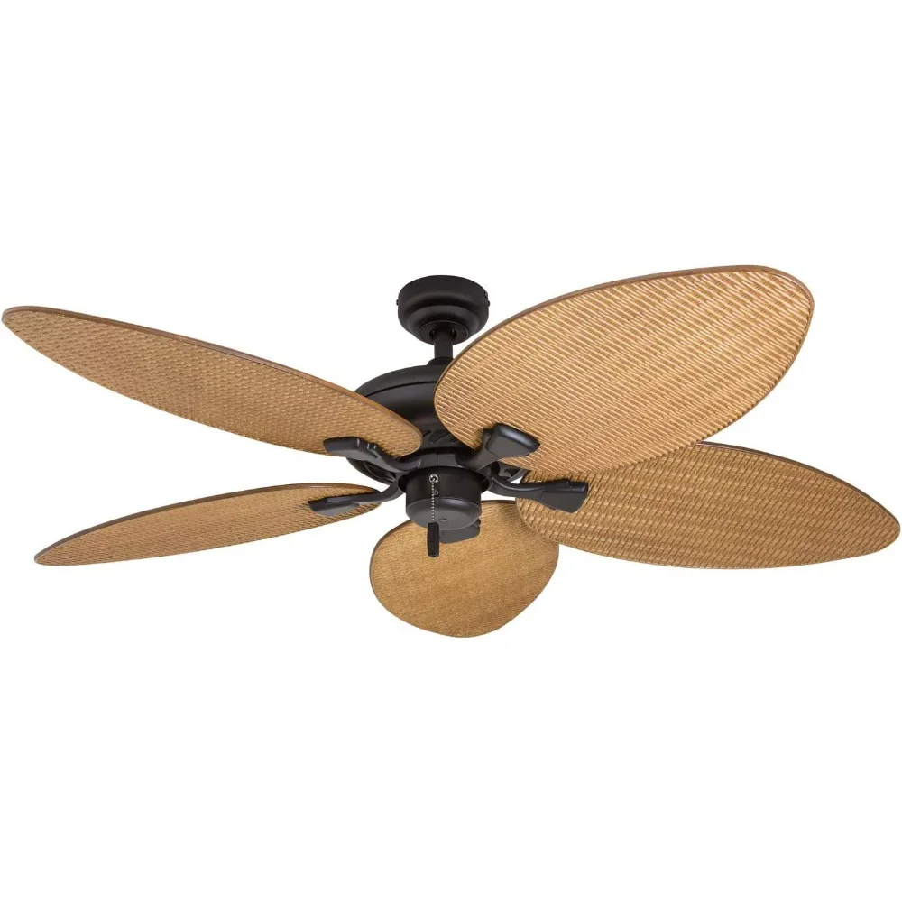 

Palm Valley 52" Bronze Tropical Ceiling Fan With 5 Palm Blades, 4 Arm Light Kit, Pull Chains & Reverse Airflow