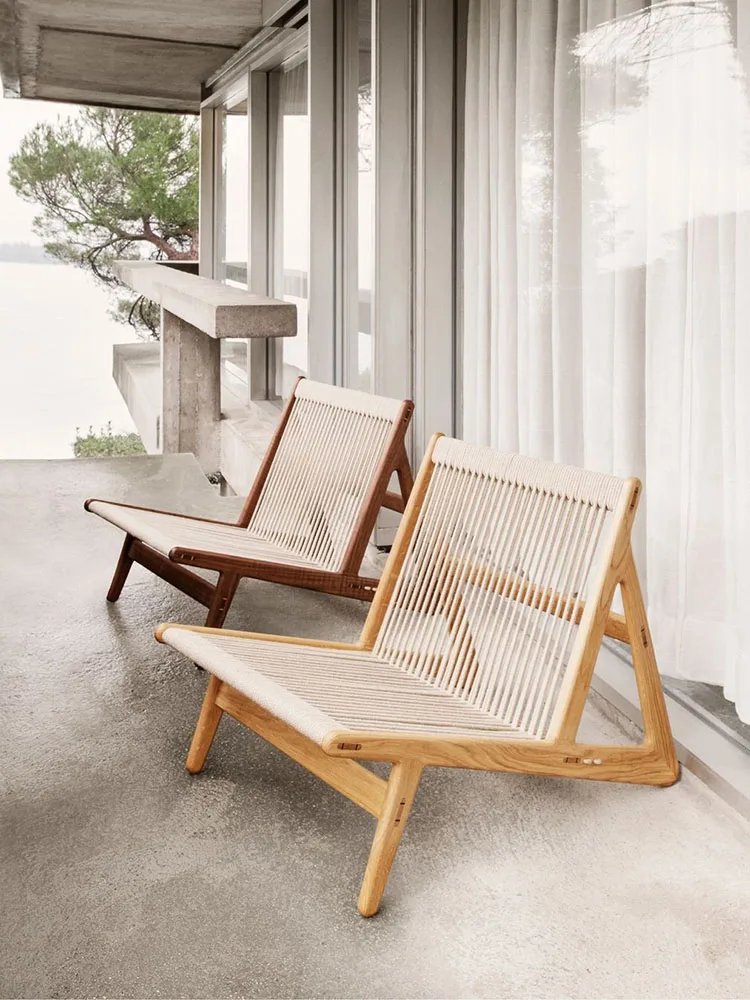 

Скандинавские Ретро веревочные тканые стулья для отдыха, гостиницы, Спальные комнаты, балконы, односпальные стулья из массива дерева, кресла для дивана