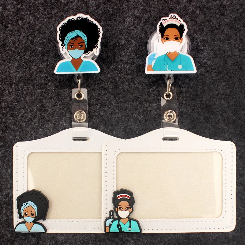 

Badge Retractable Nurses Exhibition Card Nurse Doctors & Reel Card Holder Style Enfermera Black New Pretty Girl Name
