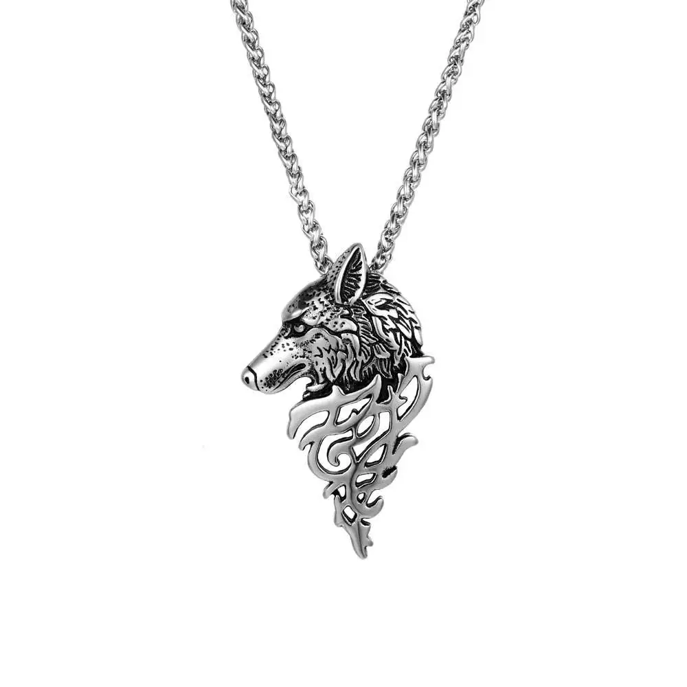 

Free Shipping New Animal Titanium Steel Pendant Retro Personality Wolf Head Men's Hip Hop Necklace Pendant Accessories Chainless