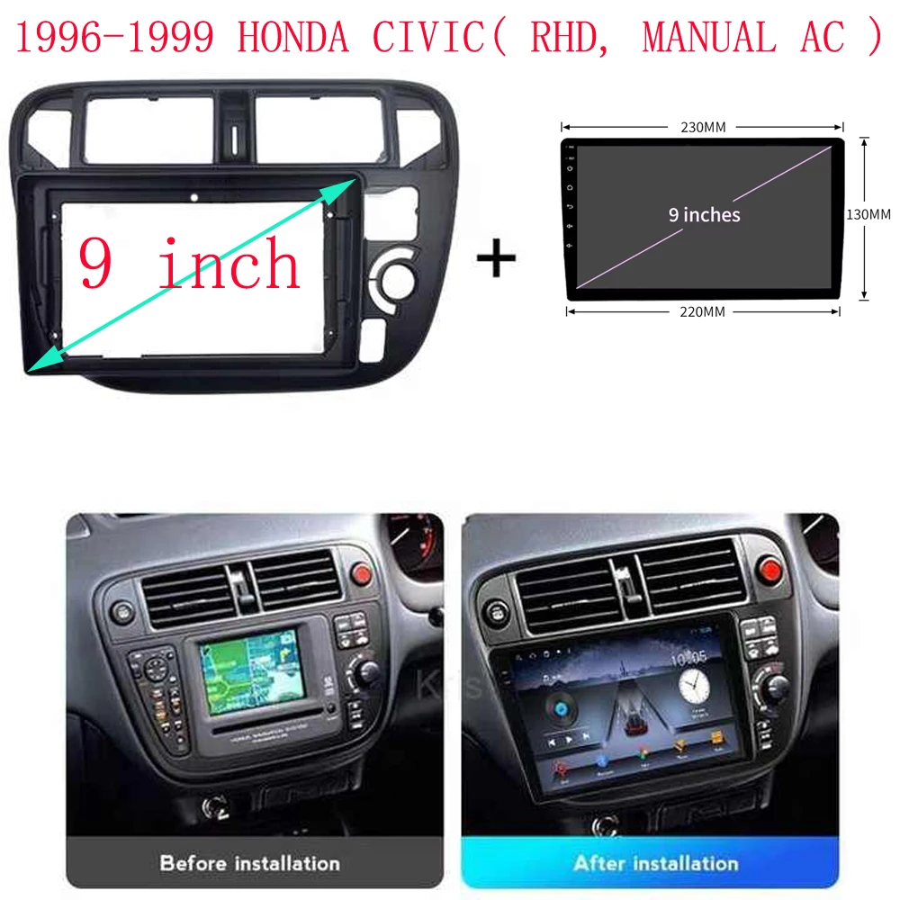 Автомобильный радиоприемник 9 дюймов для Honda Civic 1996 1997 1998 1999 автомобильный Android MP5