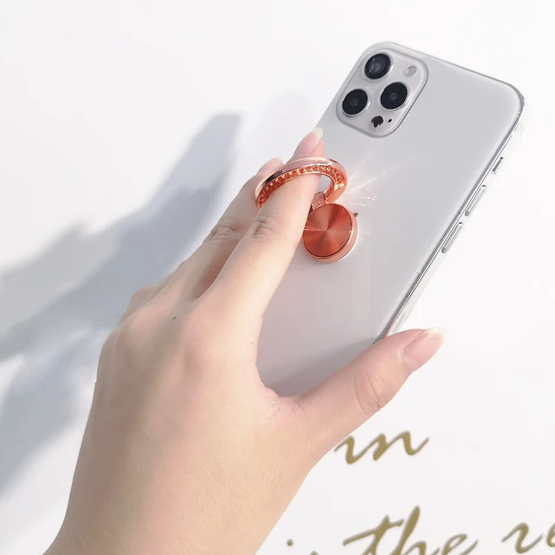 Круглый держатель для телефона с кристаллами и кольцом на палец iPhone Redmi Samsung