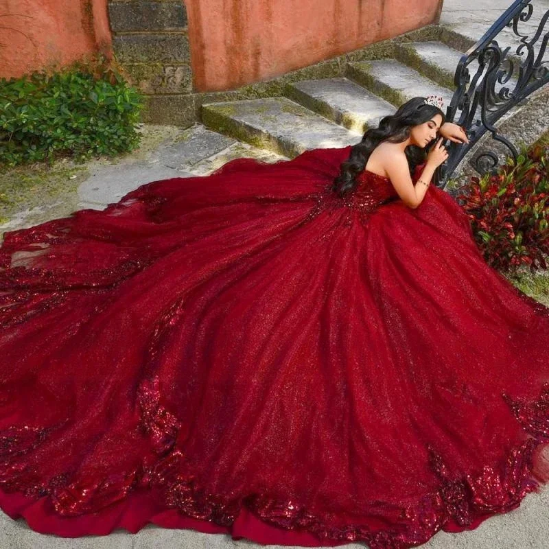 LIYYLHQ Королевский синий платье Quinceanera Принцесса милое бальное кружево блестки