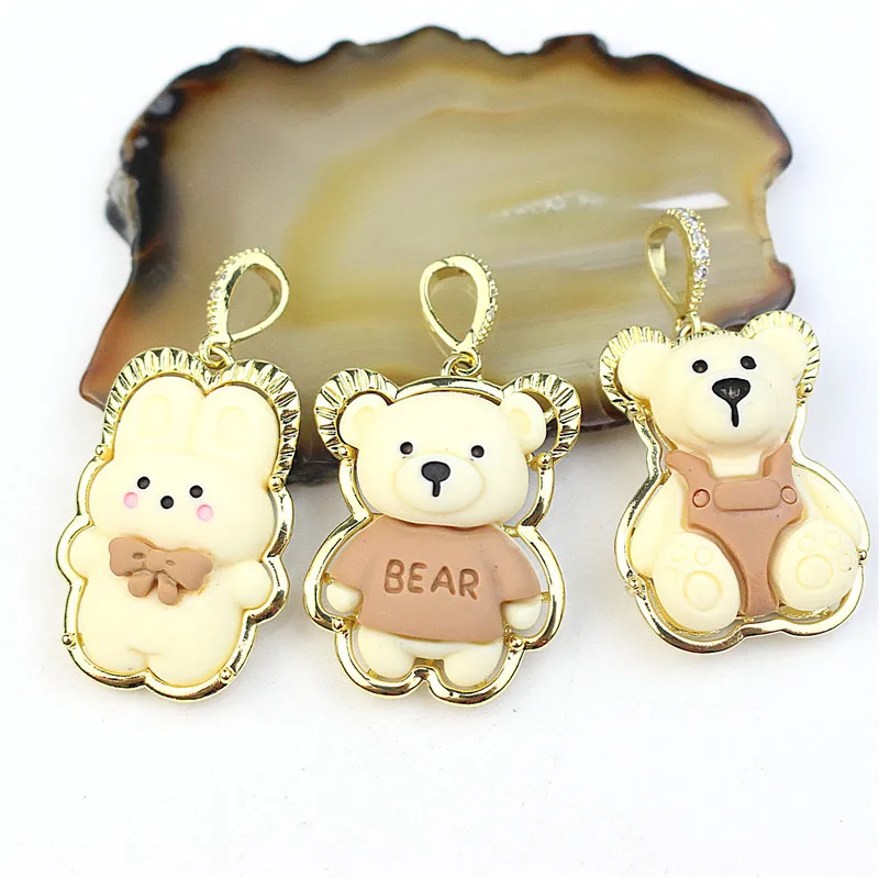 Красивые красочные аксессуары в форме медведя подвеска из полимерного материала