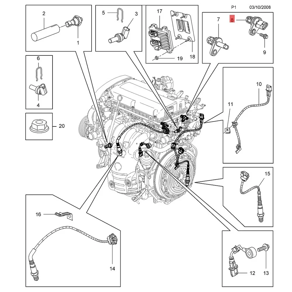 Check and replacement of gauges of a control system of the engine (Opel Astra J 