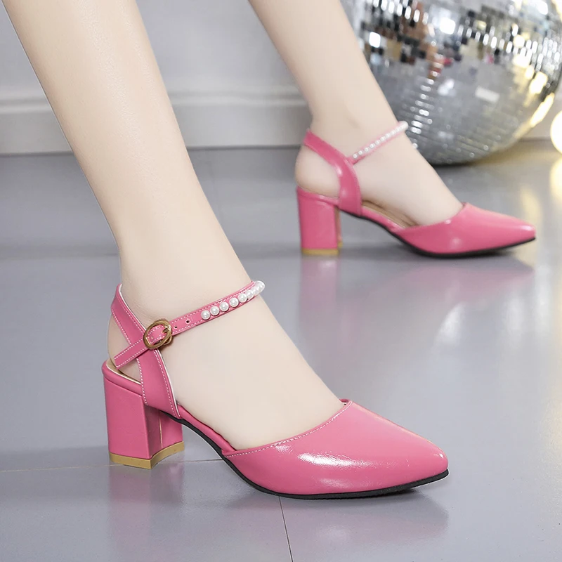 

Designer Women Shoes 2023 New Pointed Toe Women's Pumps Summer Fashion Slingback Sandals Comfortable Chunky Heels Dress Shoes