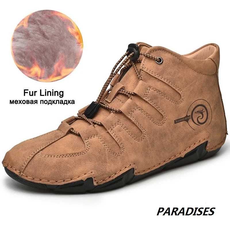 

Winter Men Boots Big Size 48 47 Men Snow Boots Warm Plush Outdoor Mens Sneakers Lace Up Ankle Botas Hombre Fur Man Shoes Casual