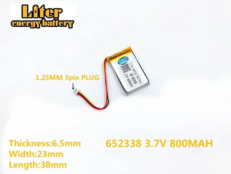 652338 3,7 V 800mAh перезаряжаемый литий-полимерный аккумулятор для игрушек, Зеркальный Цифровой видеорегистратор, зеркальный мини HD50G HD70G iBox Pro-800 (art.: 7a982906d) - 7a982906d