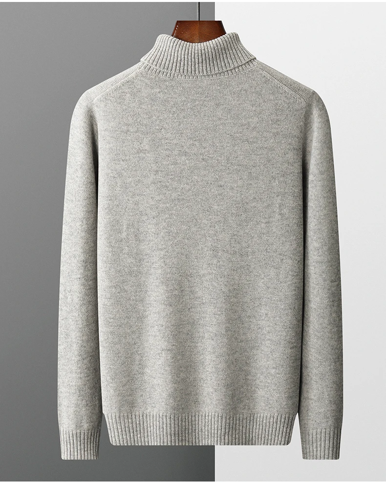 2023 New Winter Men's Seven-Needle Thickened Turtleneck 100% Wool Knit Sweater Casual Business Pullover