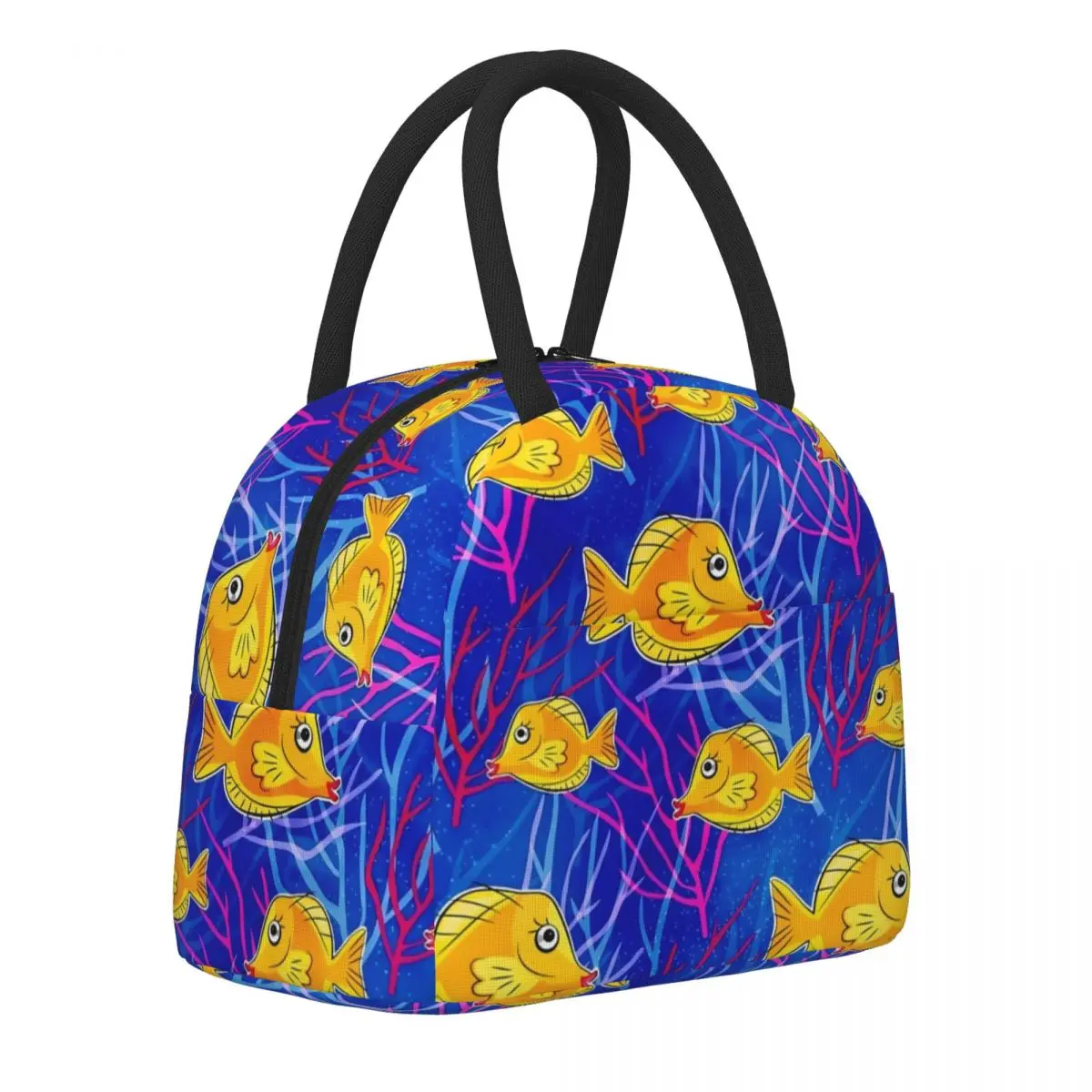 

Tropical Marine Lunch Bag Yellow Tang Fish Print Office Lunch Box For Girls Graphic Design Tote Food Bags Waterproof Cooler Bag