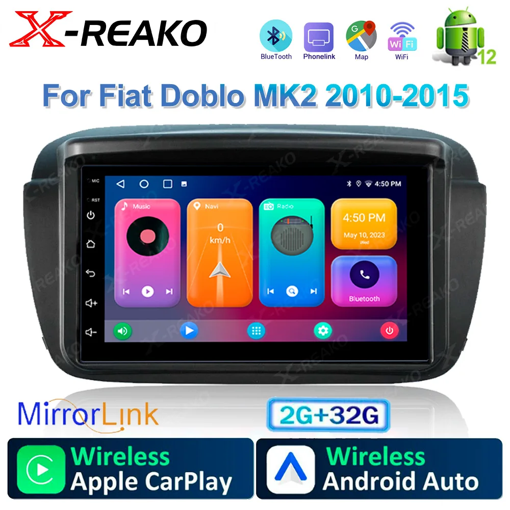 

X-REAKO CarPlay 2din для Fiat Doblo MK2 2010-2015 автомобильное радио-навигация GPS мультимедийный видеоплеер WiFi авто стерео BT Android