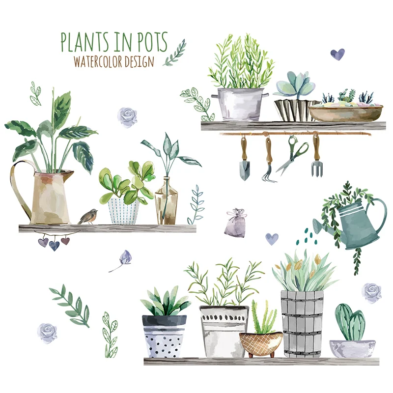 [Shijuekongjian] наклейки на стену в горшке сделай сам мультяшный олень фотообои для