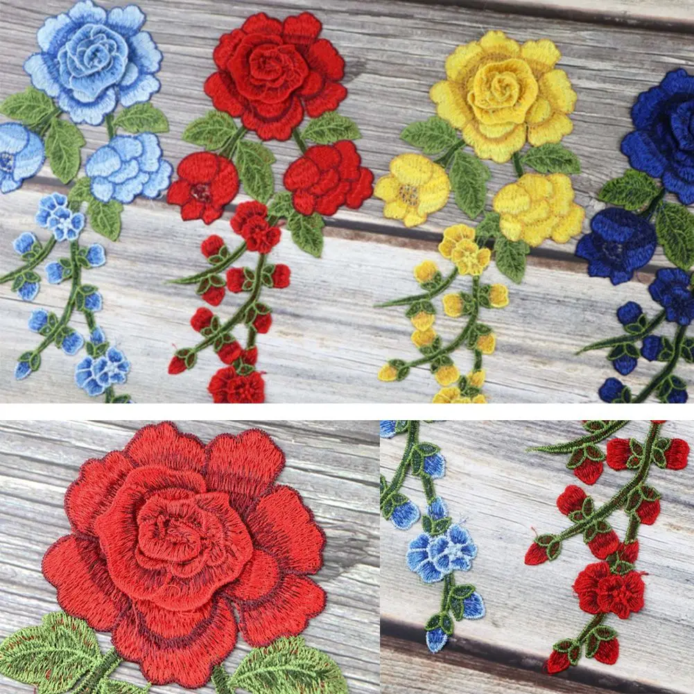 Patches Sewing Clothing Accessories Colorful Long String Flowers Clothes Sticker Iron On Patch Embroidery Patches